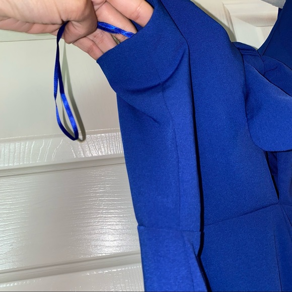 ABOUT US royal blue tie front Krystol wide leg jumpsuit S Revolve - Picture 10 of 13